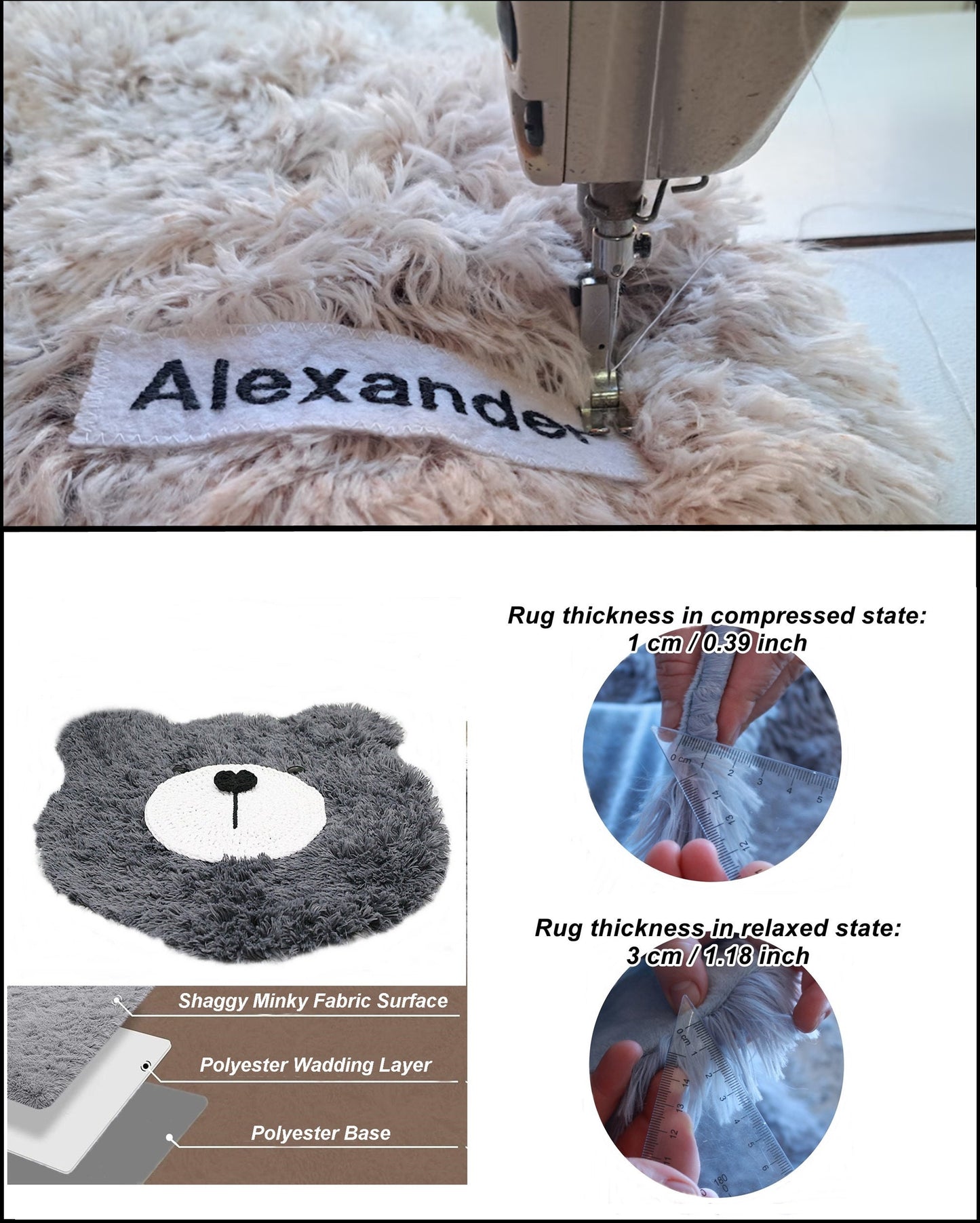 Personalized Fluffy Bear Rug: Woodland Nursery Baby Decor