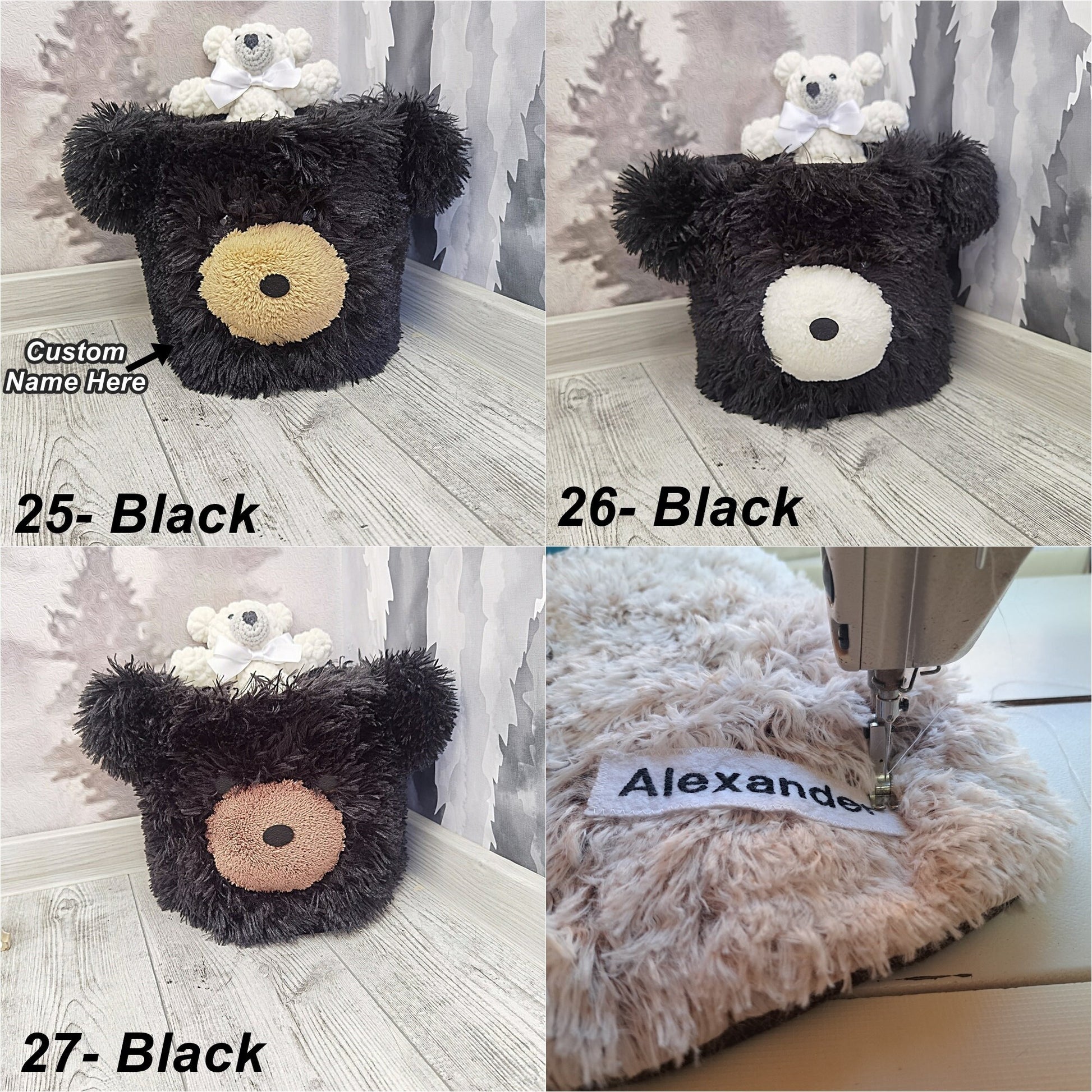 Bear Storage Basket Minky Personalized
