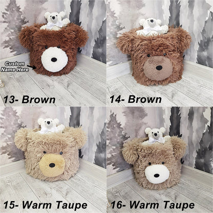 Bear Storage Basket Minky Woodland - DECORLINA
