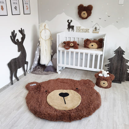 Woodland Bear Rug Nursery - Personalized Adventure Theme Baby Room Decor