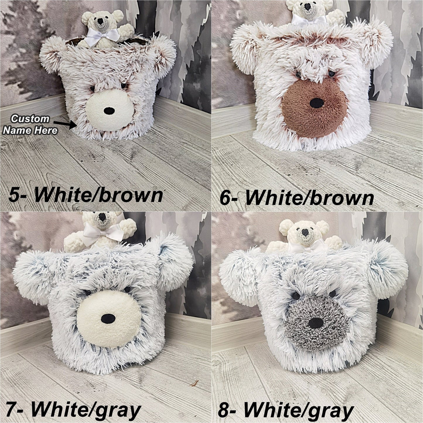 Bear Storage Basket Minky Woodland - DECORLINA