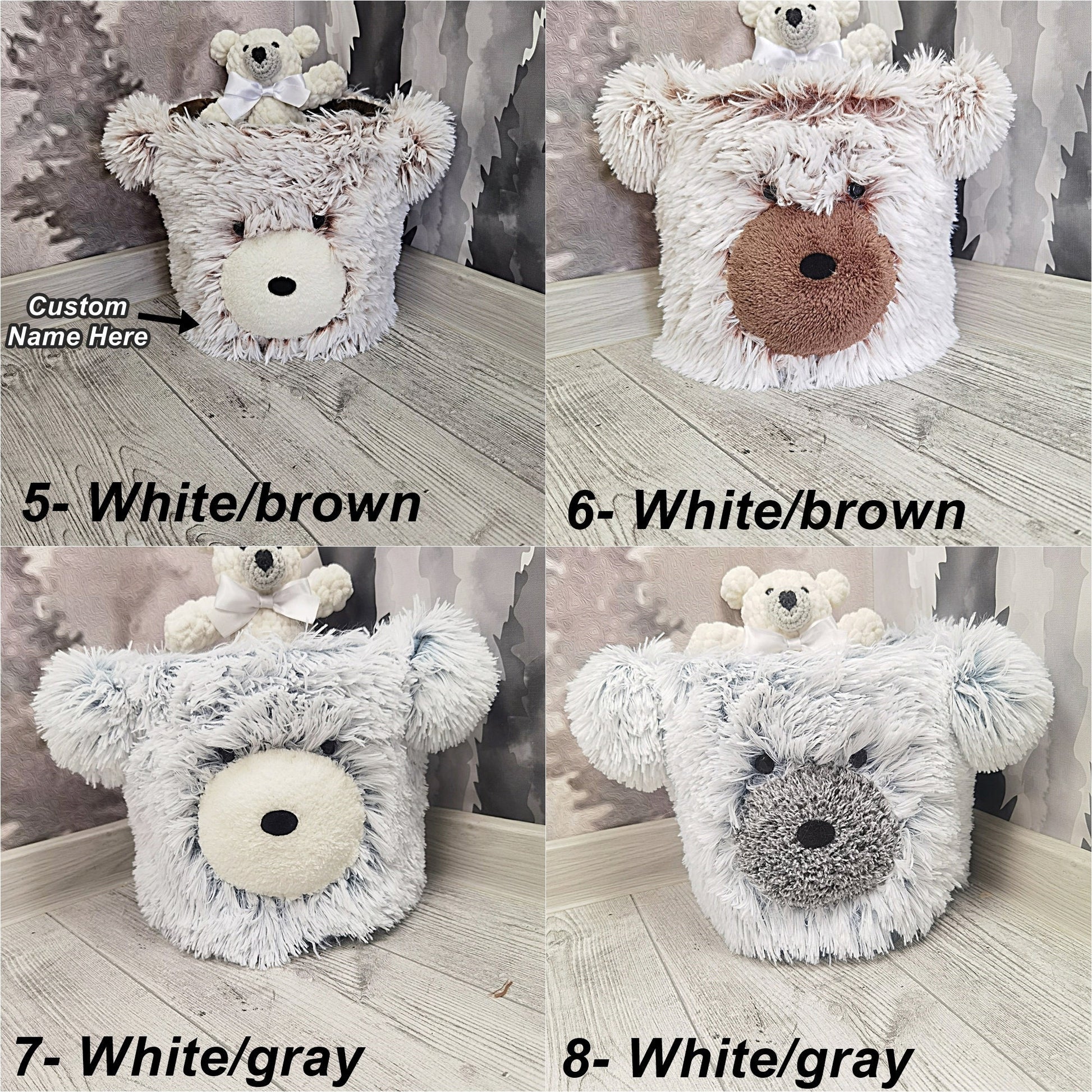 Bear Storage Basket Minky Woodland - DECORLINA