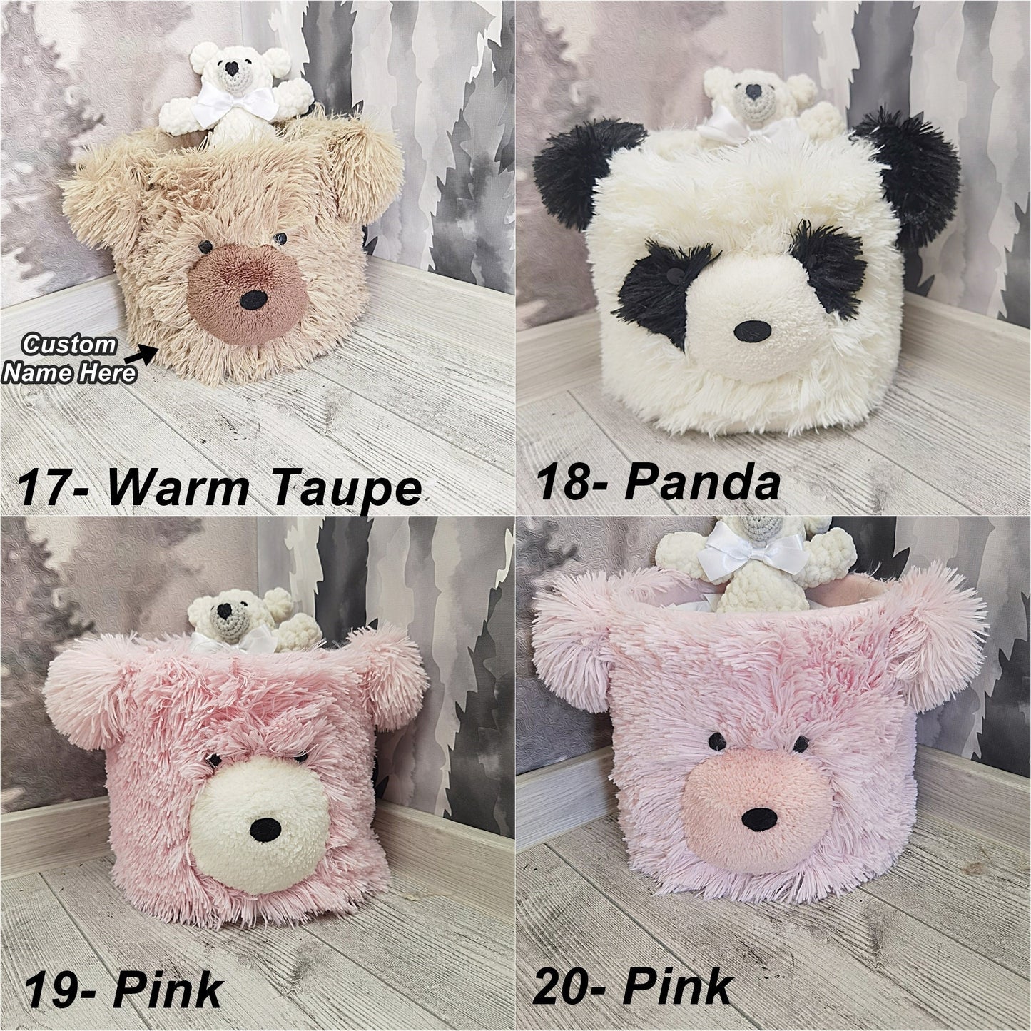 Panda Storage Basket Minky Personalized