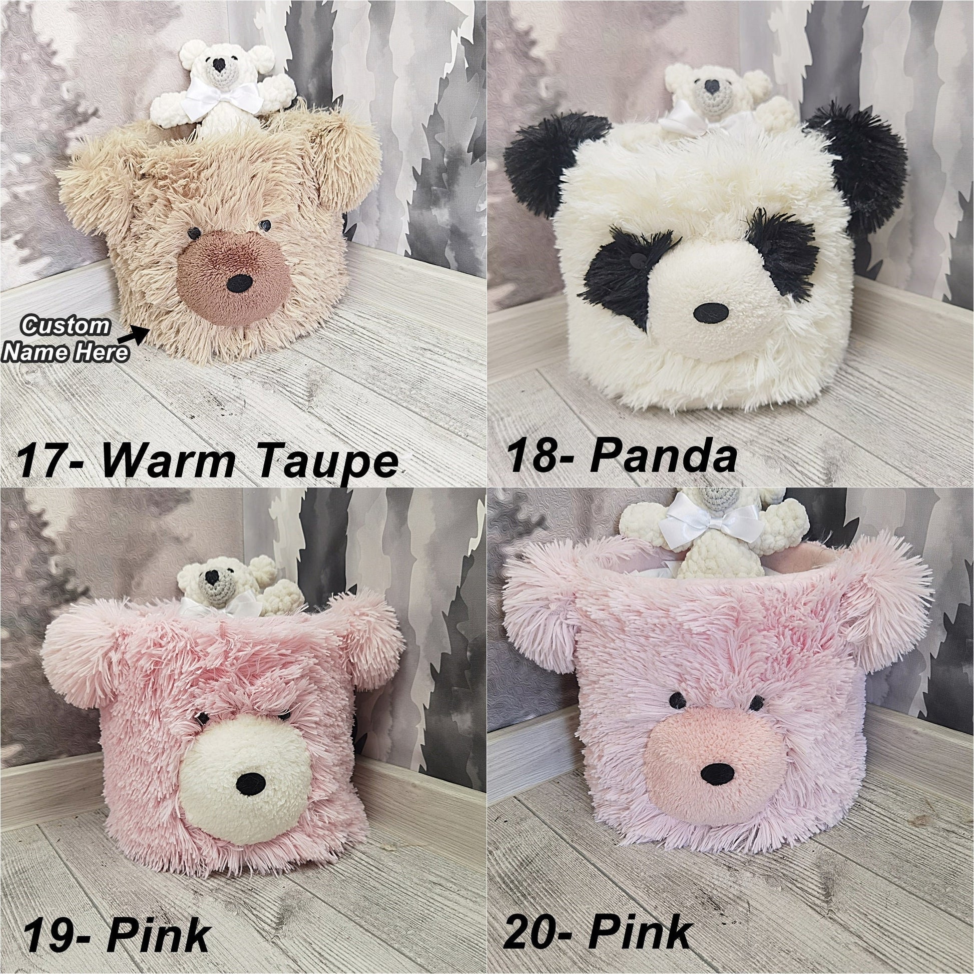 Panda Storage Basket Minky Personalized