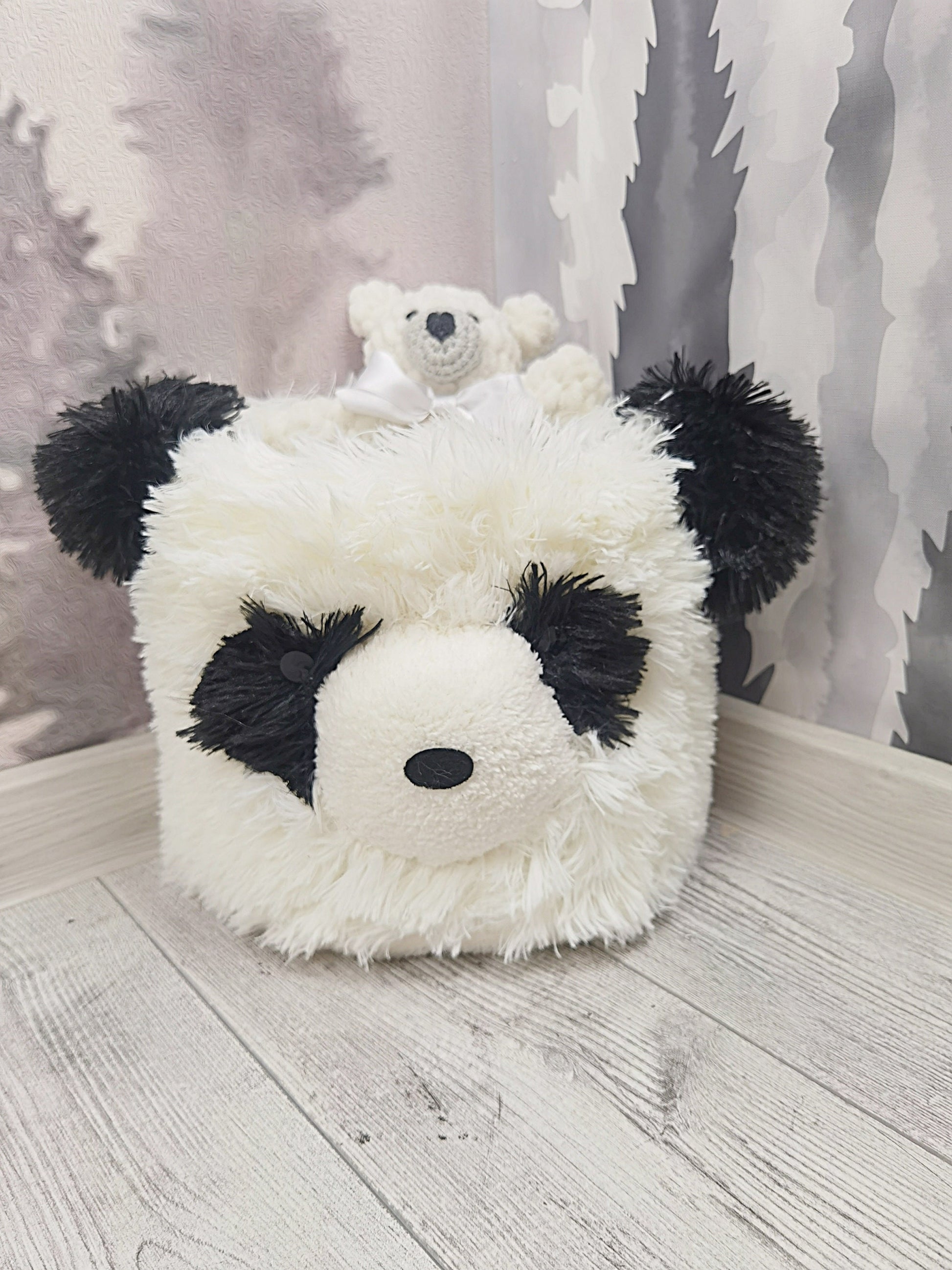 Panda Storage Basket Minky Personalized