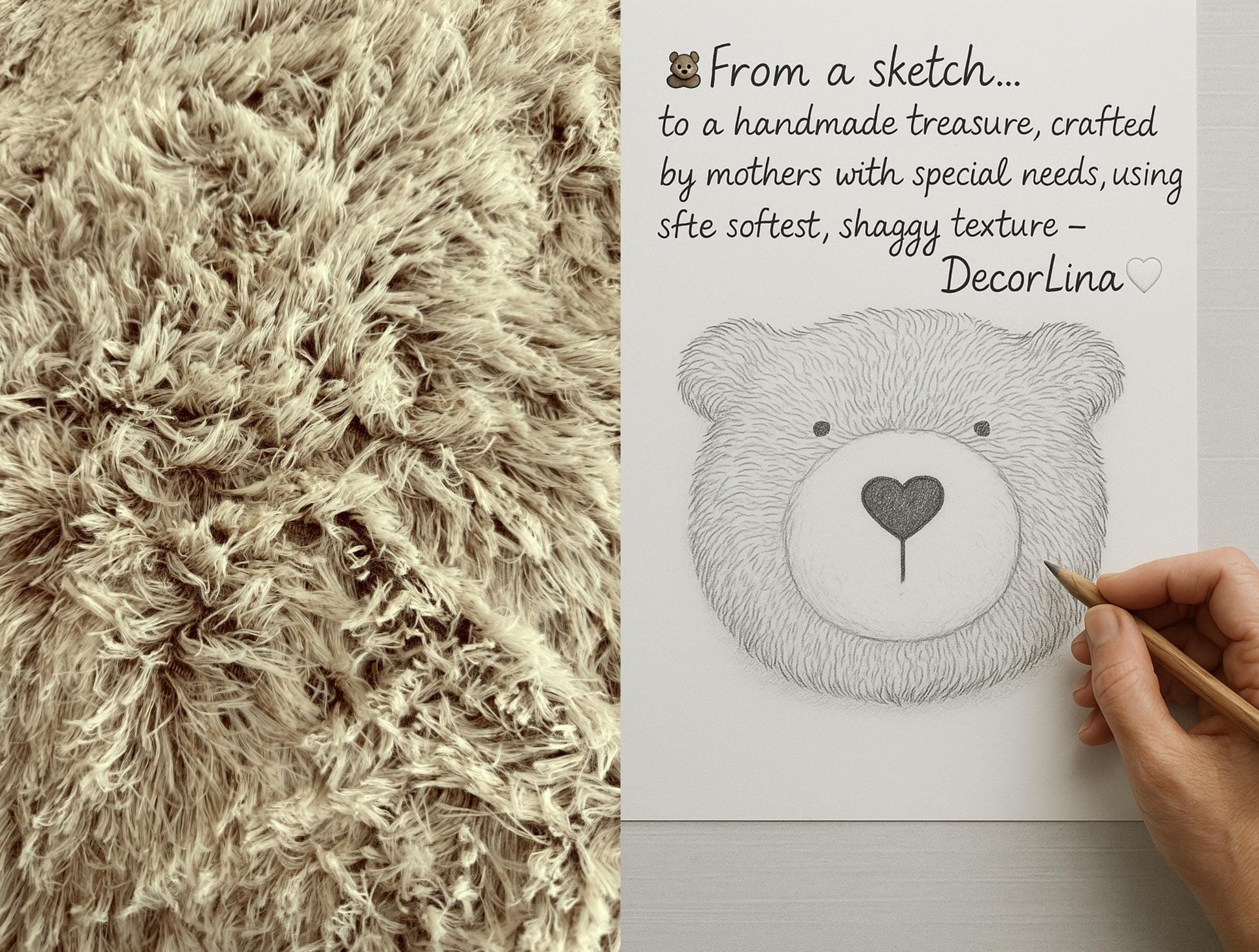 Personalized Fluffy Bear Rug: Cocoa/Snow Nursery Decor