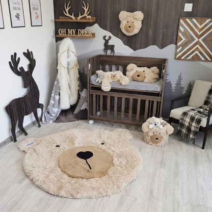 Bear Head Wall Mount - Faux Taxidermy Nursery Decor & Soft Plush Trophy