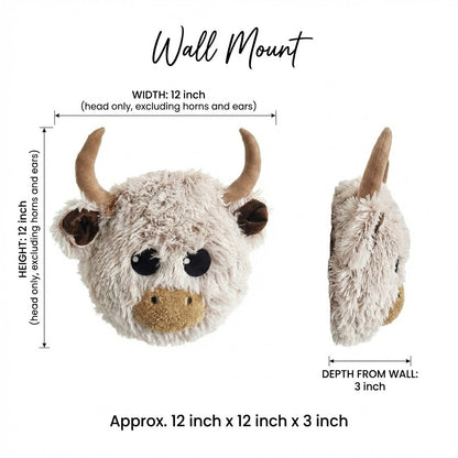 Highland Cow Pillow - Personalized Kids Cushion, Soft Shaggy Fleece Nursery