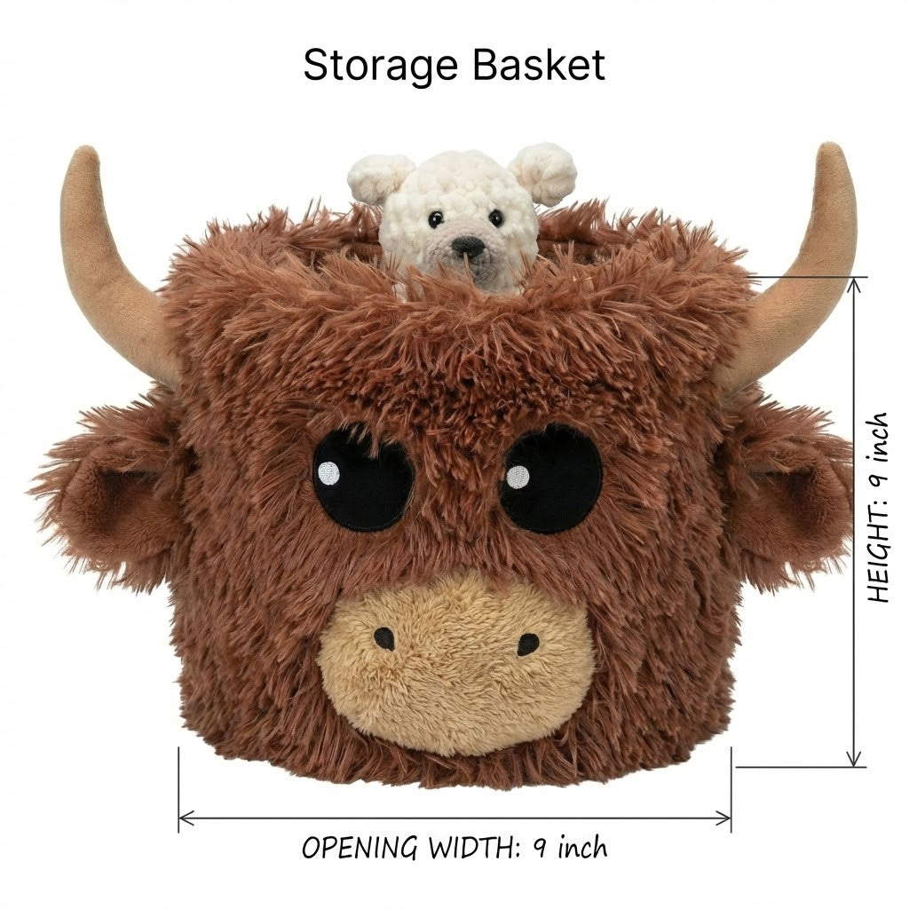 Highland Cow Nursery Rug - Soft Plush Farm Animal Play Mat for Baby Room Decor
