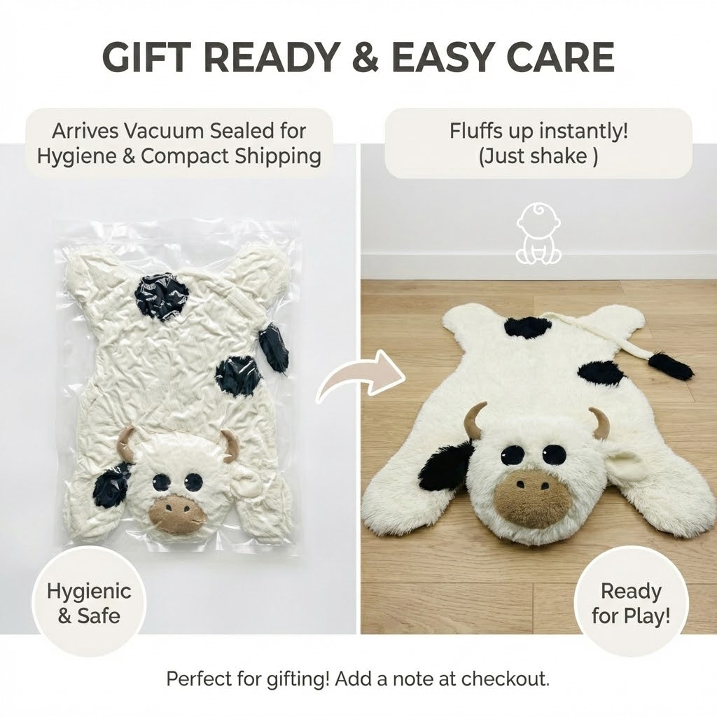 White Highland Cow Rug Plush Farm