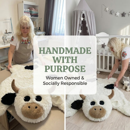 Handmade Highland Cow Nursery Basket: Plush Farm Animal Storage Bin