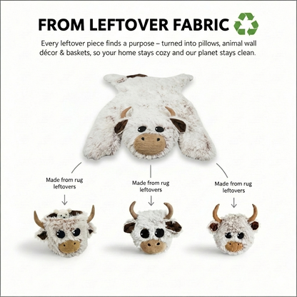 Highland Cow Nursery Rug: Faux Fur Farm Animal Decor
