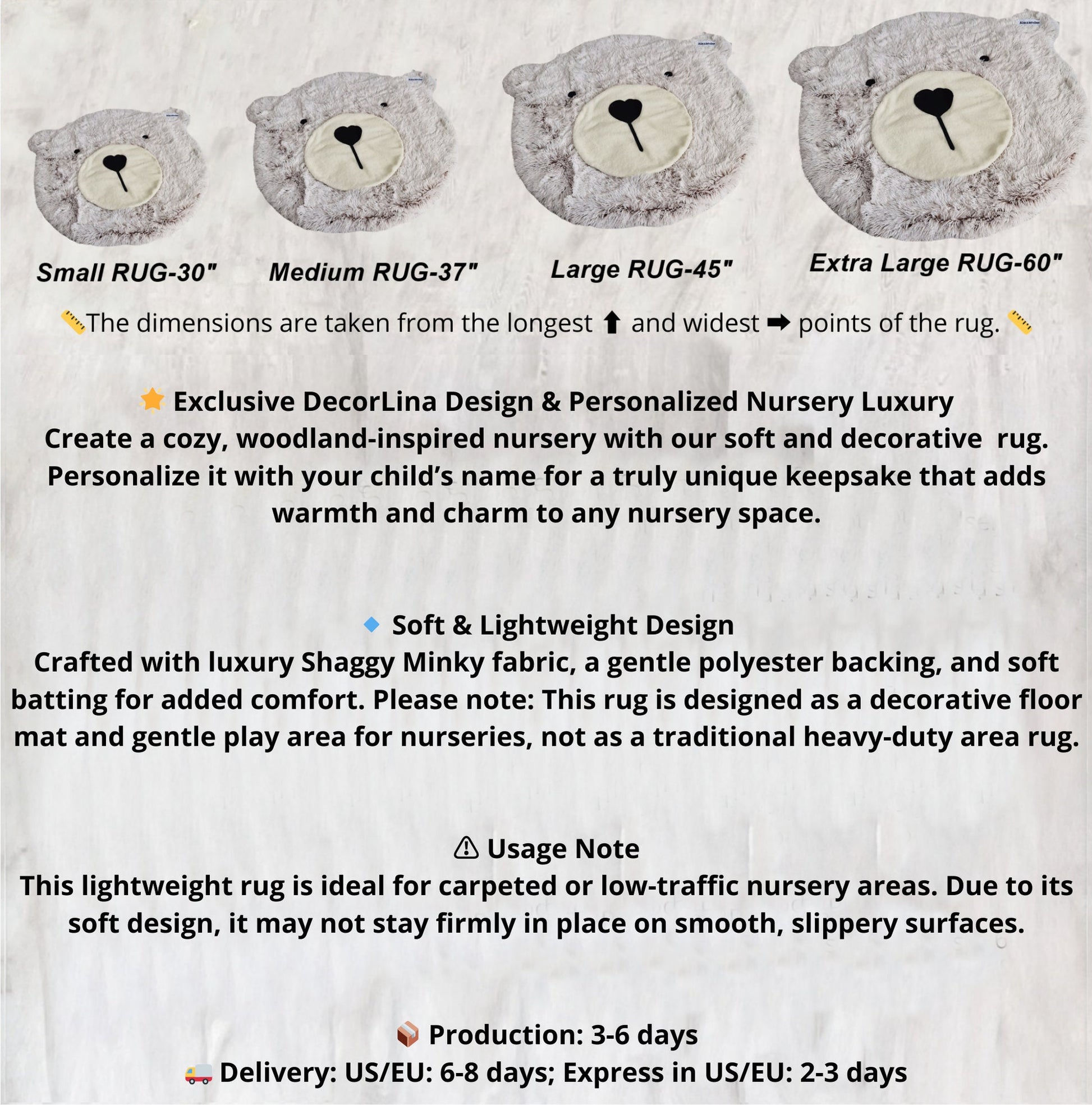 Beige Bear Rug Shaggy Minky