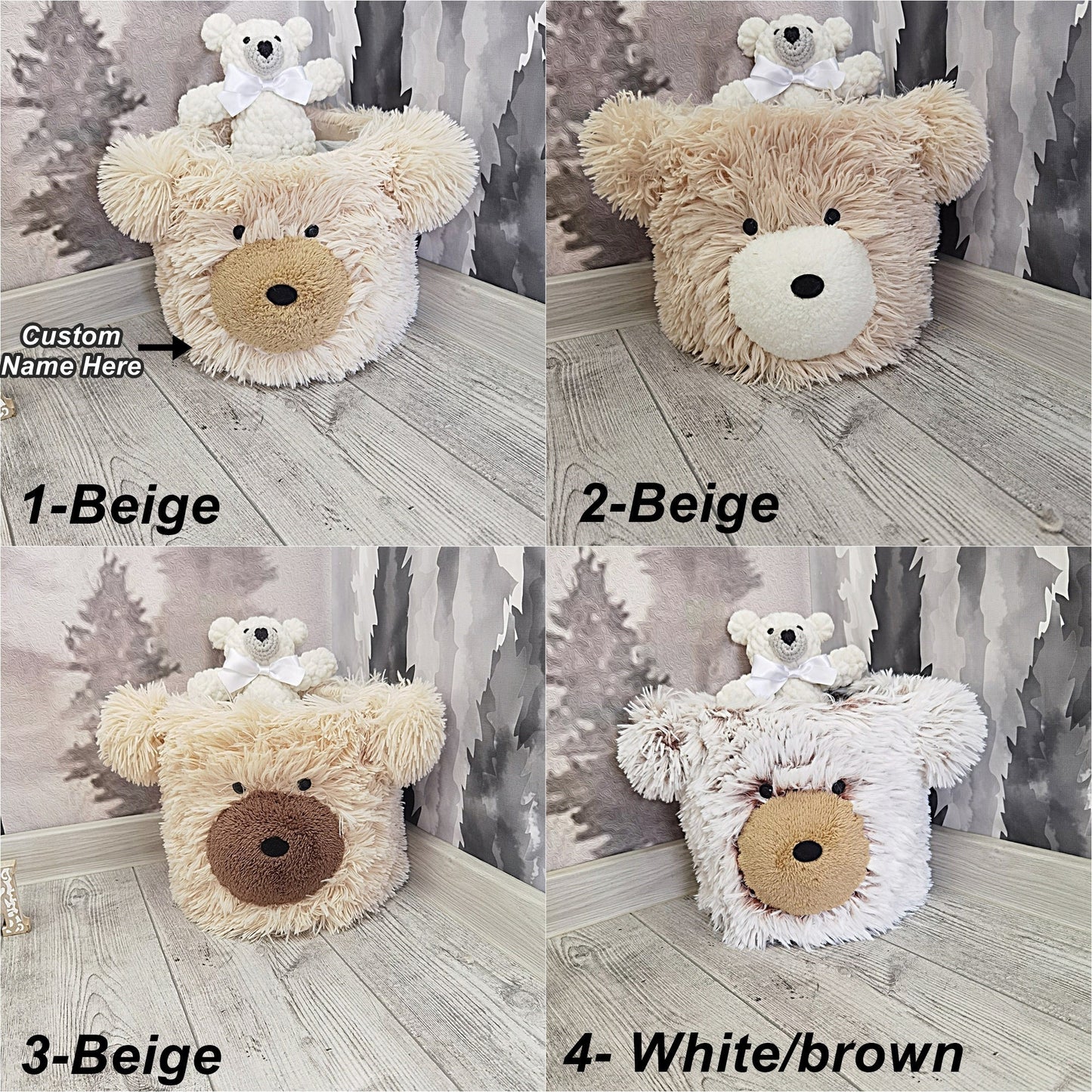Bear Storage Basket Minky Woodland - DECORLINA