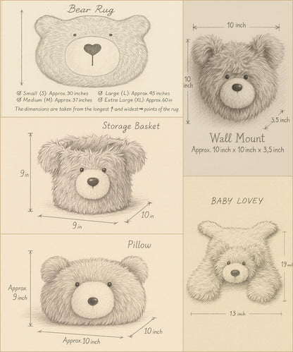 Personalized Fluffy Bear Rug: Warm Taupe Nursery Decor